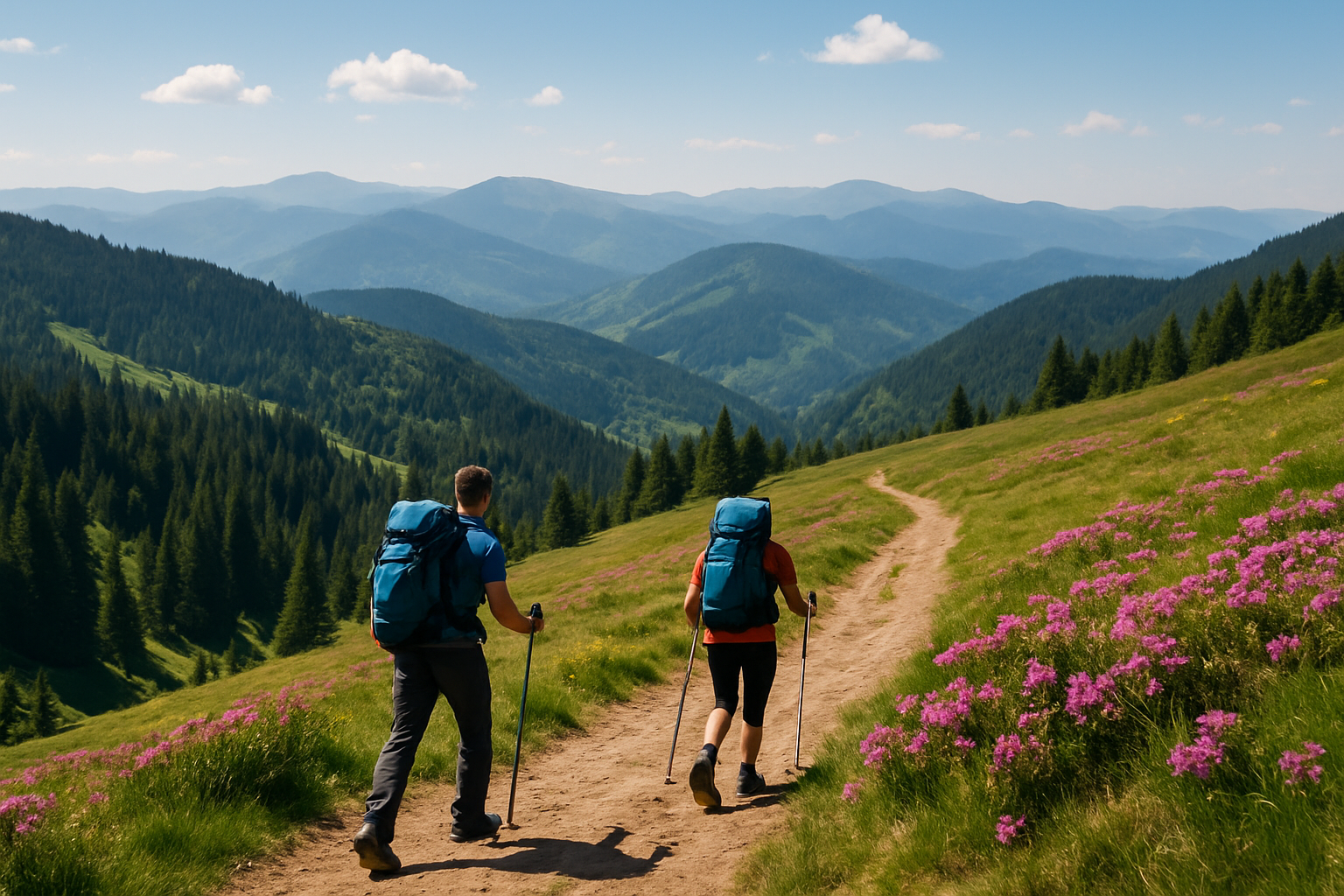 The breathtaking Carpathian Mountains, a prime budget-friendly destination for hiking and nature exploration in Romania.