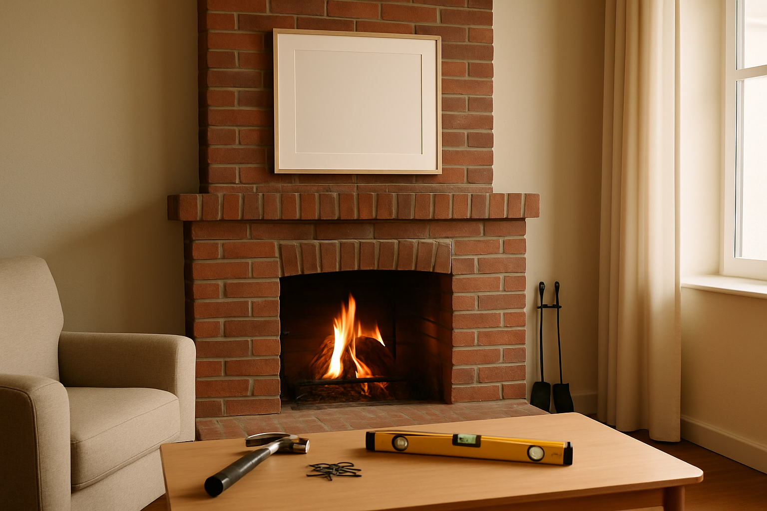 How to Hang a Picture on a Brick Fireplace Using Simple Tools