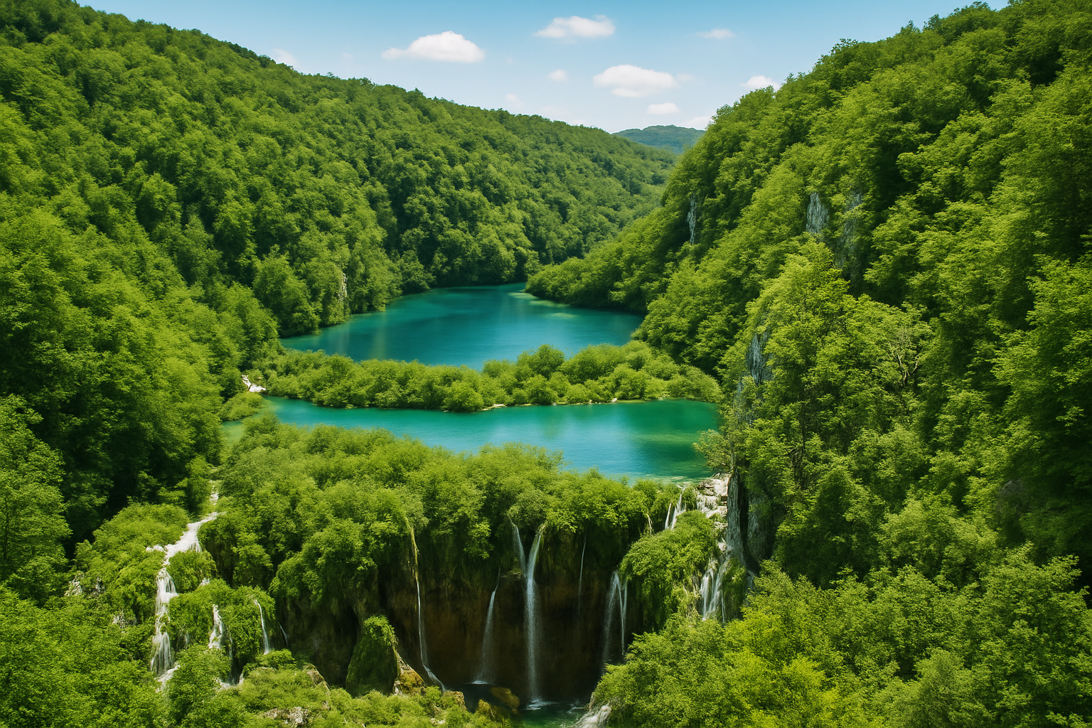 A breathtaking panoramic view of Plitvice Lakes National Park