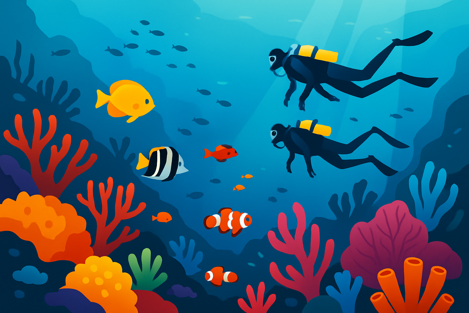 Stunning underwater photograph highlighting the rich marine biodiversity surrounding Koh Tao