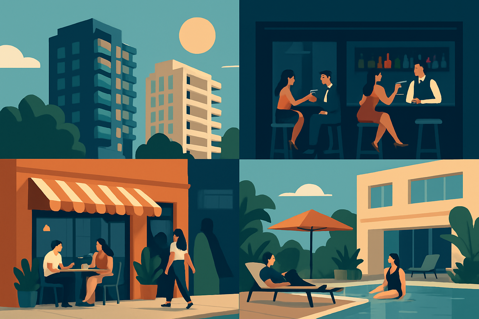 Photos showing luxury apartments and lifestyle amenities in Thonglor and Sathorn