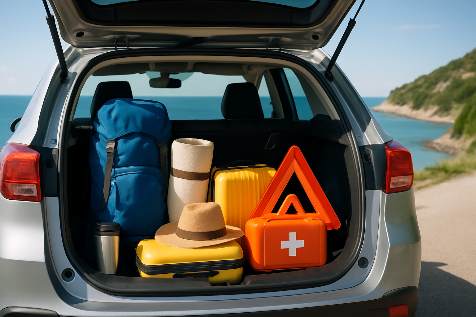 A well-prepared vehicle packed with essentials ready for an East Coast scenic driving adventure.