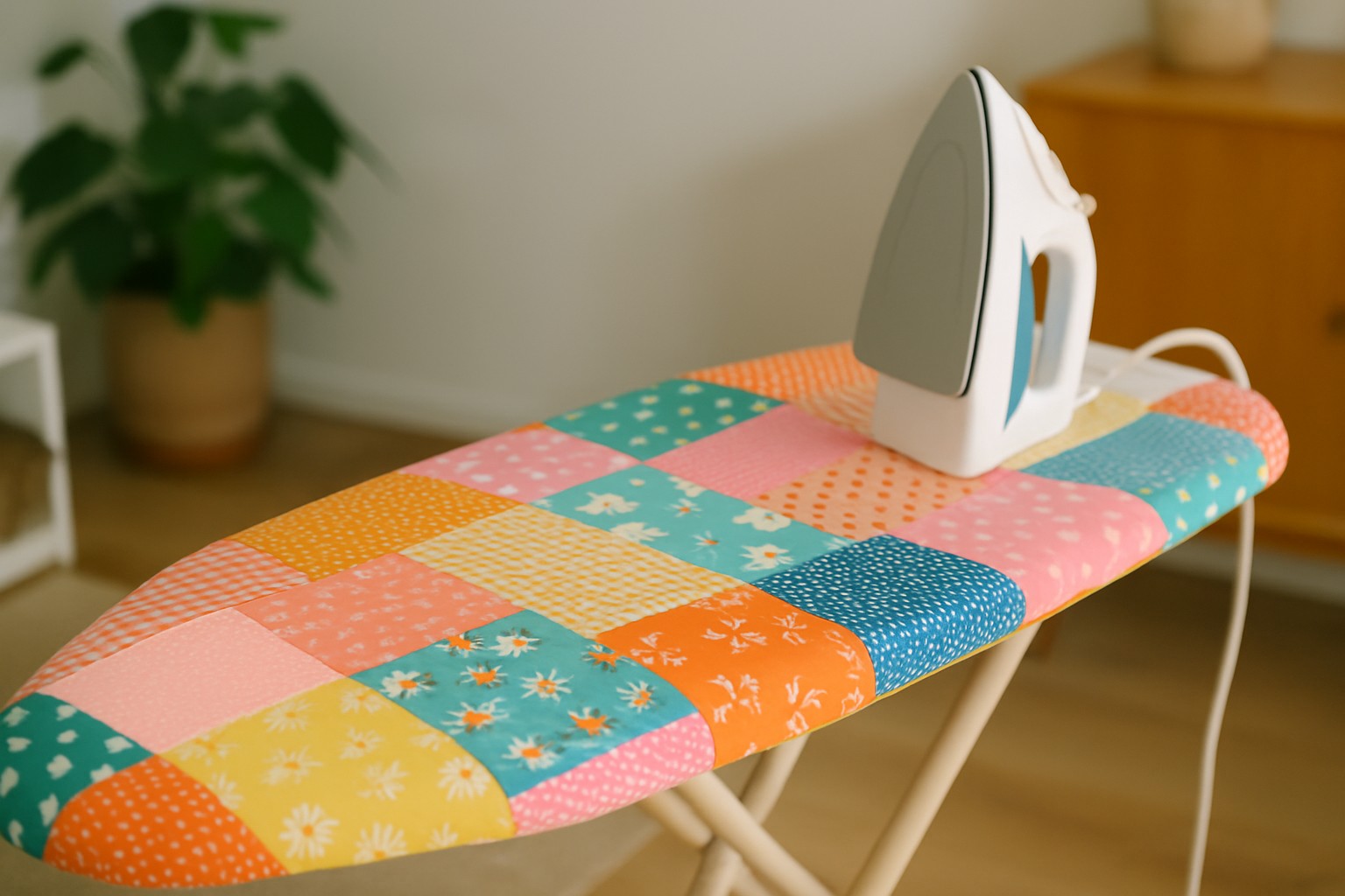 DIY Ironing Board Cover Tutorial Using Fabric Scraps
