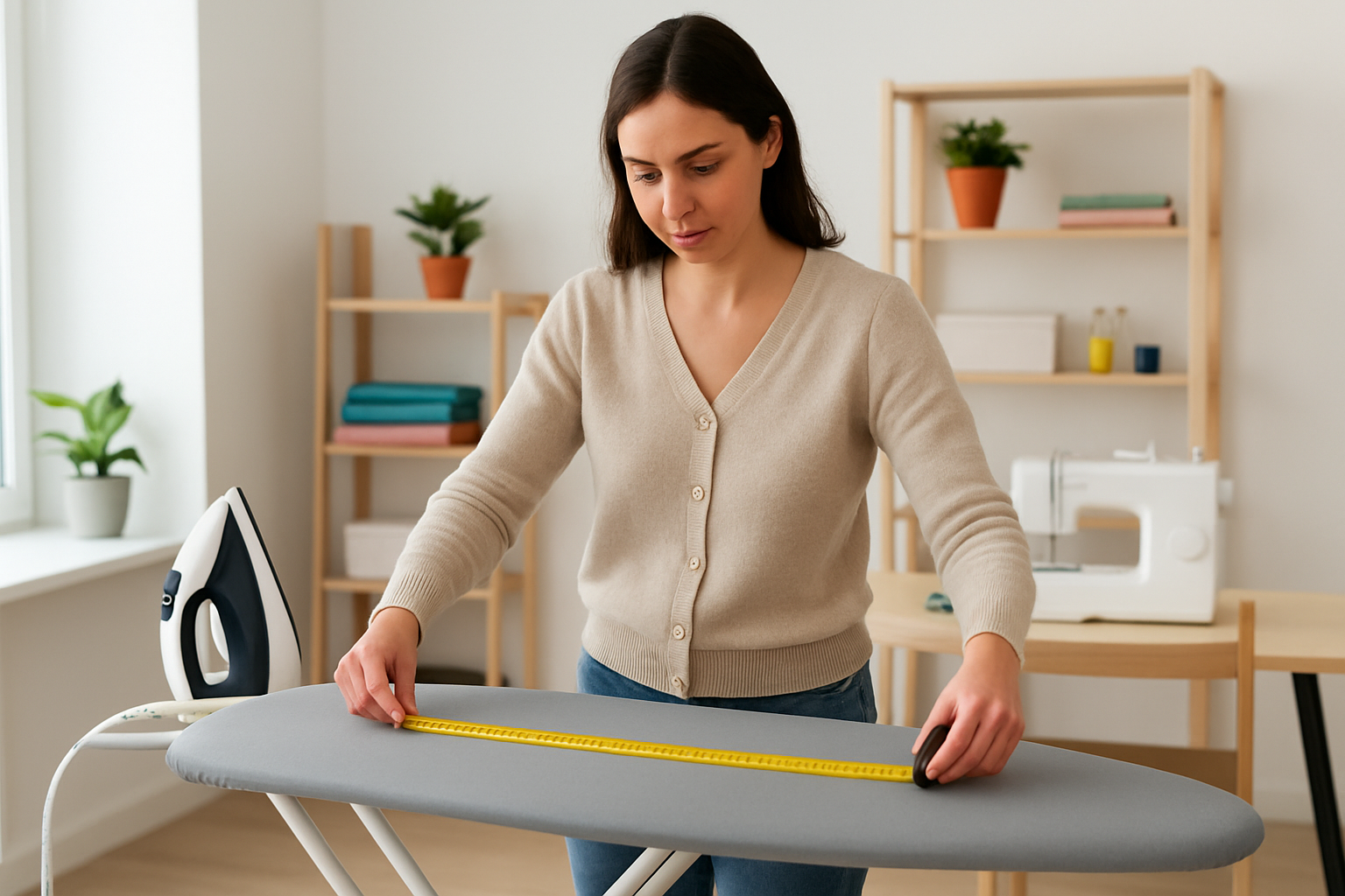 Taking precise measurements of the ironing board