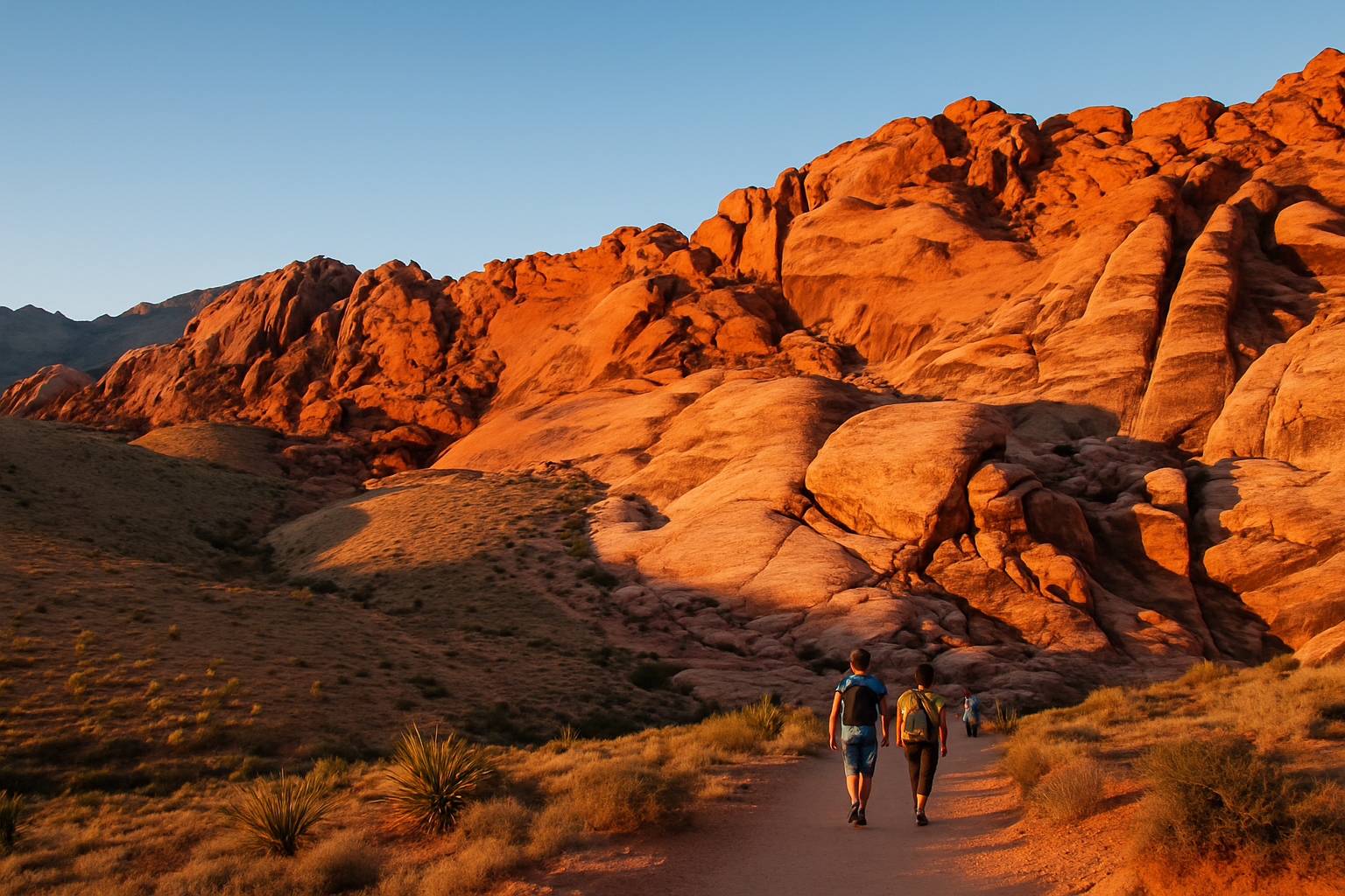 Red Rock Canyon showcases striking red sandstone cliffs and desert trails just miles from Las Vegas.