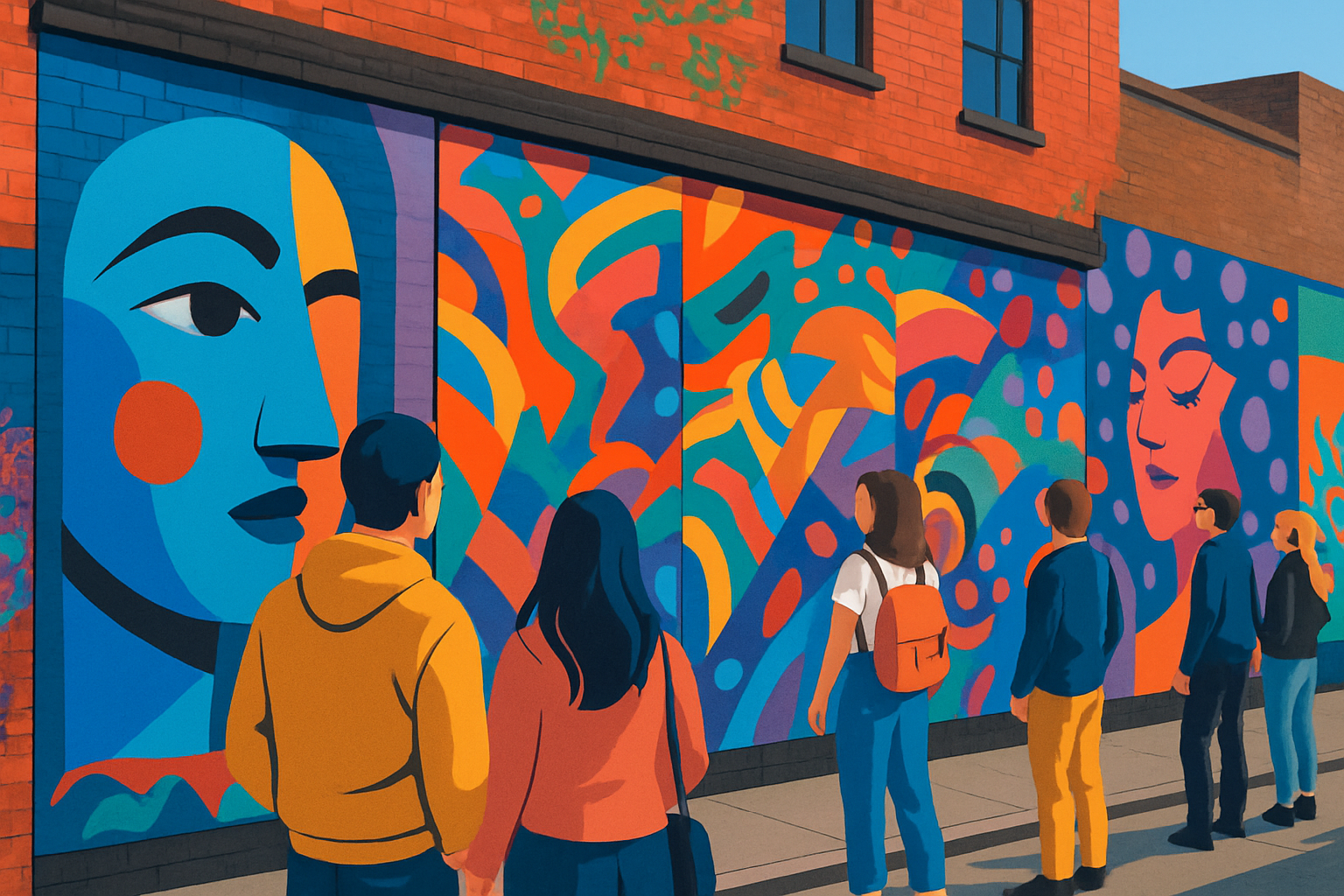 Vibrant street art murals in Shoreditch, capturing the cutting-edge creative culture of East London.