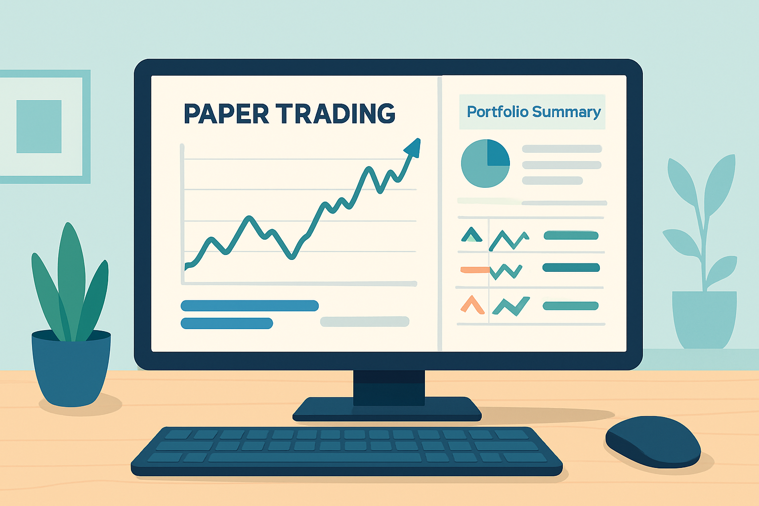 Screenshot of a paper trading platform interface showcasing virtual portfolio and live market data
