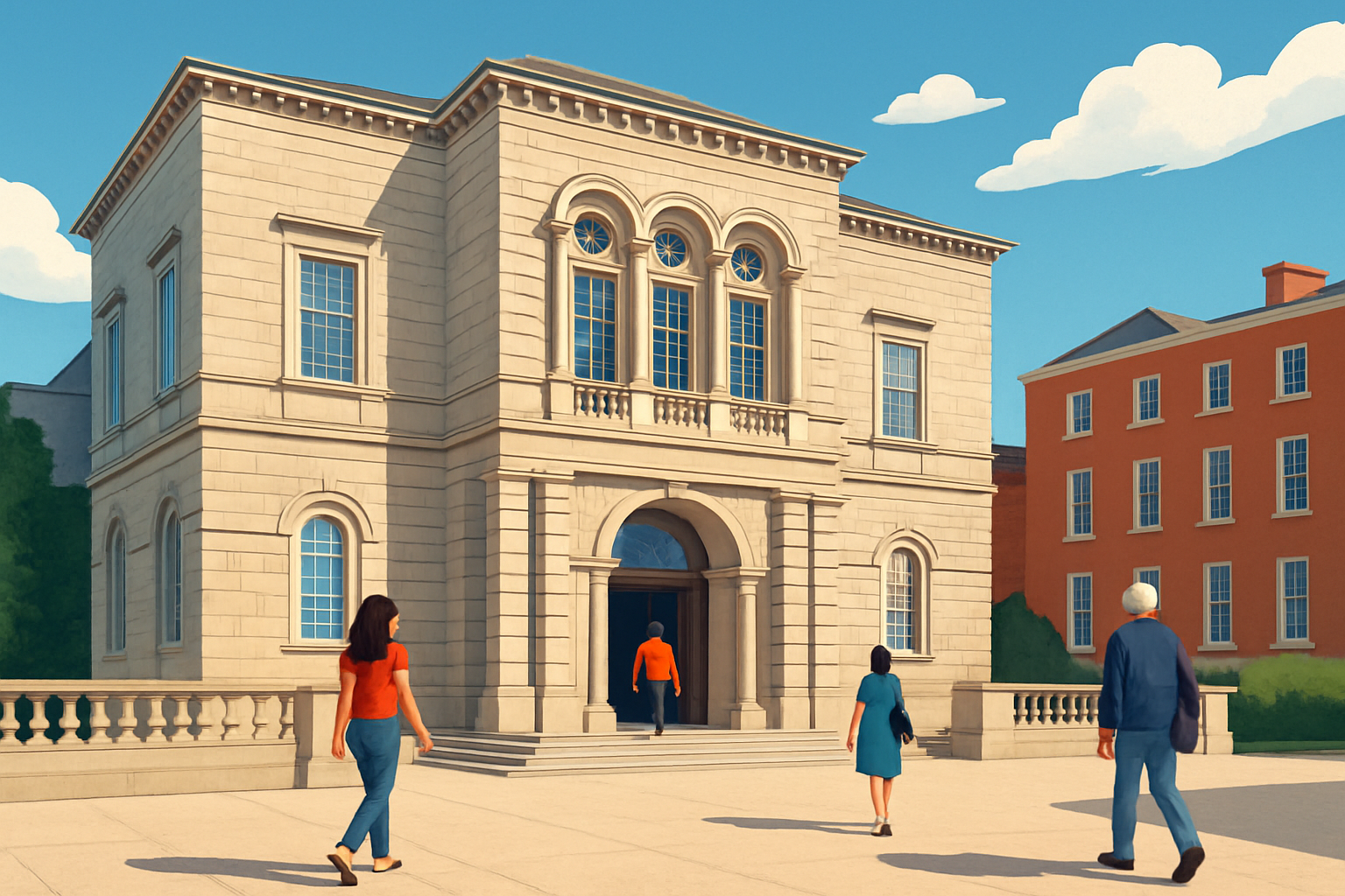 The striking façade of the National Gallery of Ireland welcomes art enthusiasts into its historic halls.