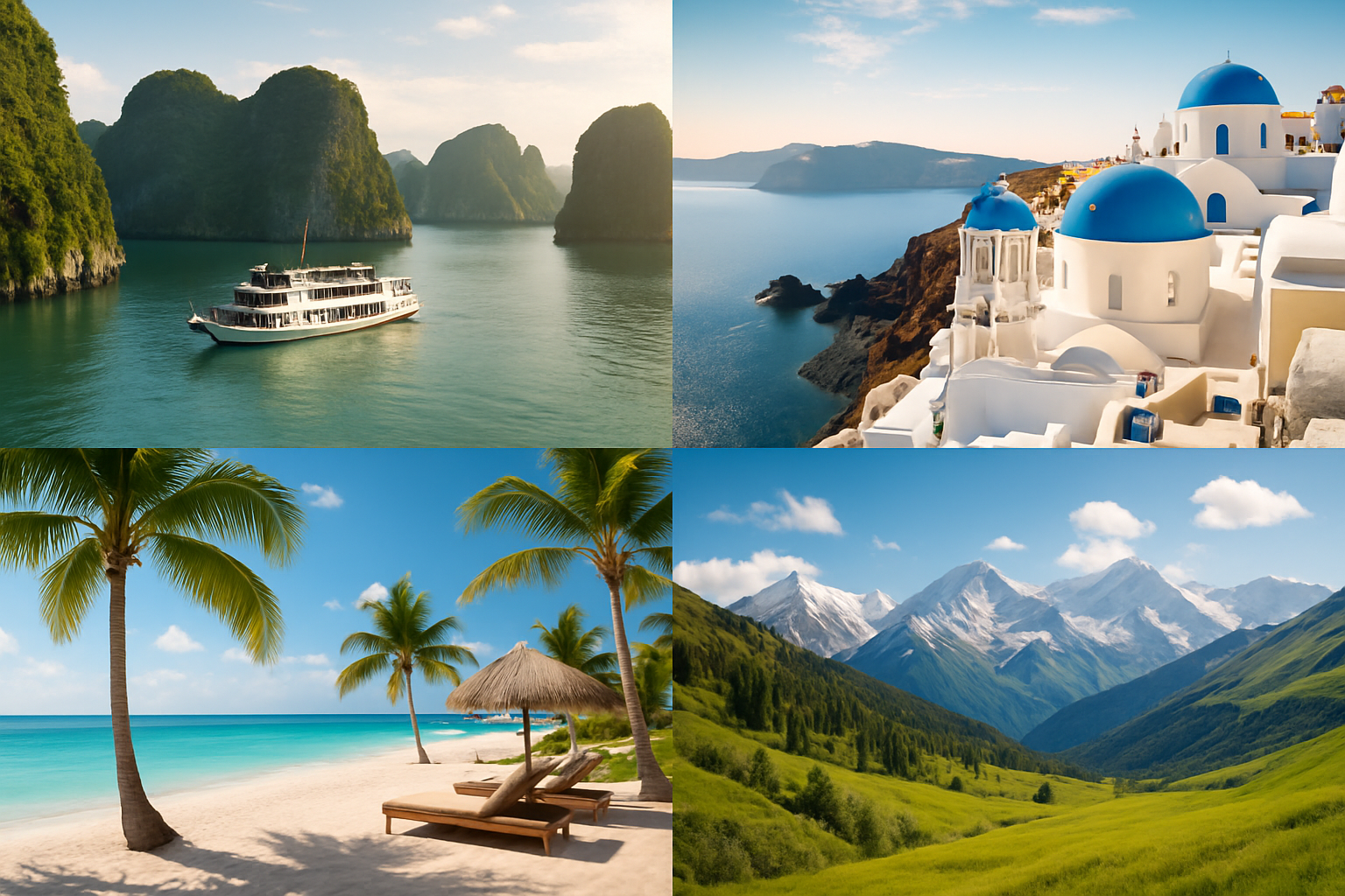 A collage image featuring key landmarks and luxury travel scenes from the highlighted countries