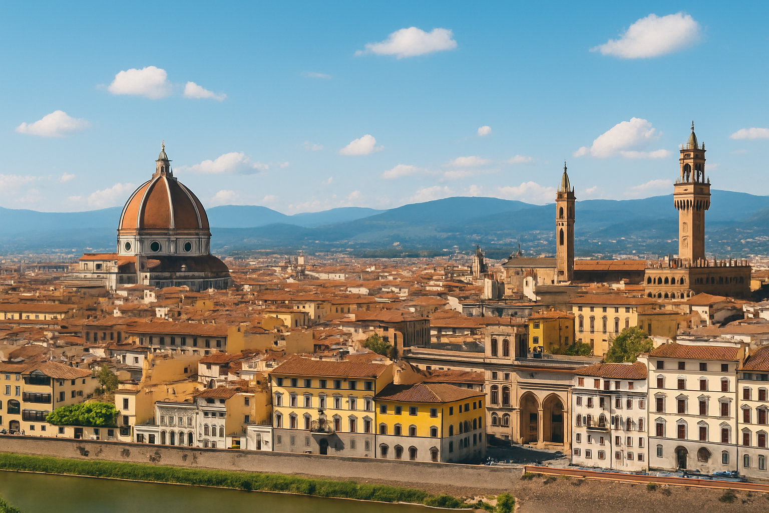 Panoramic view of Florence’s historic center featuring key landmarks visible on the walking tour.