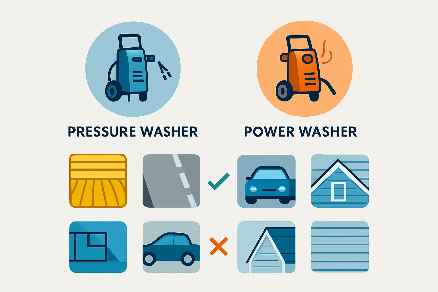 Visual infographic summarizing which washer excels for each home cleaning scenario